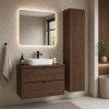 Set mobilier de baie Terra Villa, MDF, PAL melaminat, maro nuc, blat maro nuc, L.60 cm, dulap inalt H.140 cm, SET-TEV B VILLA 60CM HC