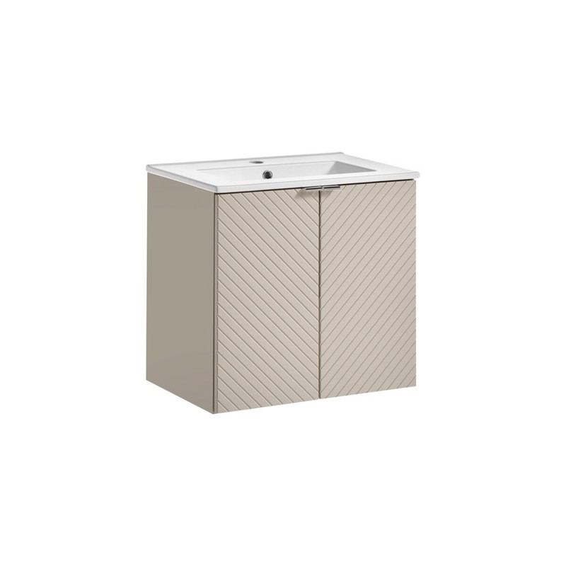 Set mobilier de baie Viva Cashmere, MDF, PAL melaminat, cashmir mat, lavoar Dance, L.60 cm, SET-VIC 60CM D DANCE