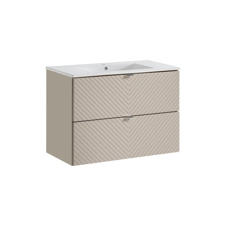 Set mobilier de baie Viva Cashmere, MDF, PAL melaminat, cashmir mat, lavoar Dance, L.80 cm, SET-VIC 80CM S DANCE