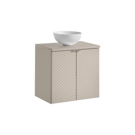 Set mobilier de baie Viva Cashmere, MDF, PAL melaminat, cashmir mat, blat cashmir mat, L.60 cm, lavoar Domi, SET-VIC B CASHMERE 60CM D UN DOMI MW