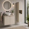 Set mobilier de baie Viva Cashmere, MDF, PAL melaminat, cashmir mat, blat cashmir mat, L.60 cm, lavoar Domi, dulap inalt H.140 cm, SET-VIC B CASHMERE 60CM D UN DOMI MW HC