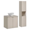 Set mobilier de baie Viva Cashmere, MDF, PAL melaminat, cashmir mat, blat cashmir mat, L.60 cm, lavoar Domi, dulap inalt H.140 cm, SET-VIC B CASHMERE 60CM D UN DOMI MW HC