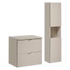Set mobilier de baie Viva Cashmere, MDF, PAL melaminat, cashmir mat, blat cashmir mat, L.60 cm, dulap inalt H.140 cm, SET-VIC B CASHMERE 60CM S HC