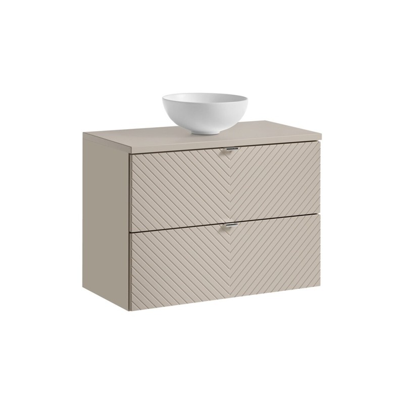 Set mobilier de baie Viva Cashmere, MDF, PAL melaminat, cashmir mat, blat cashmir mat, L.80 cm, lavoar Domi, SET-VIC B CASHMERE 80CM S UN DOMI MW