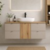 Set mobilier de baie Viva Cashmere, MDF, PAL melaminat, cashmir mat, blat stejar evoke, L.160 cm, SET-VIC B OAK 160CM S