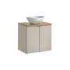 Set mobilier de baie Viva Cashmere, MDF, PAL melaminat, cashmir mat, blat stejar evoke, L.60 cm, lavoar Lola, SET-VIC B OAK 60CM D UN LOLA GW