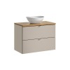 Set mobilier de baie Viva Cashmere, MDF, PAL melaminat, cashmir mat, blat stejar evoke, L.80 cm, lavoar Lola, SET-VIC B OAK 80CM S UN LOLA GW