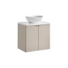 Set mobilier de baie Viva Cashmere, MDF, PAL melaminat, cashmir mat, blat alb mat, L.60 cm, lavoar Lola, SET-VIC B WHITE 60CM D UN LOLA GW