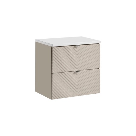 Set mobilier de baie Viva Cashmere, MDF, PAL melaminat, cashmir mat, blat alb mat, L.60 cm, SET-VIC B WHITE 60CM S