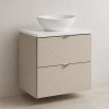 Set mobilier de baie Viva Cashmere, MDF, PAL melaminat, cashmir mat, blat alb mat, L.60 cm, lavoar Lola, SET-VIC B WHITE 60CM S UN LOLA GW