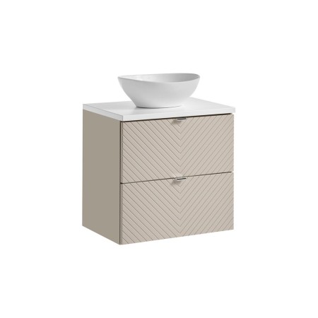 Set mobilier de baie Viva Cashmere, MDF, PAL melaminat, cashmir mat, blat alb mat, L.60 cm, lavoar Lola, SET-VIC B WHITE 60CM S UN LOLA GW