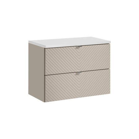 Set mobilier de baie Viva Cashmere, MDF, PAL melaminat, cashmir mat, blat alb mat, L.80 cm, SET-VIC B WHITE 80CM S