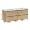 Set mobilier de baie Viola Cremona, PAL melaminat, stejar cremona, lavoar Lava, L.120 cm, SET-VOC 120CM LAVA
