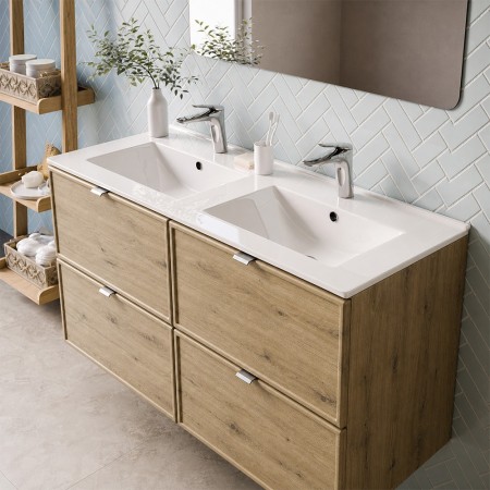 Set mobilier de baie Viola Cremona, PAL melaminat, stejar cremona, lavoar Lava, L.120 cm, SET-VOC 120CM LAVA