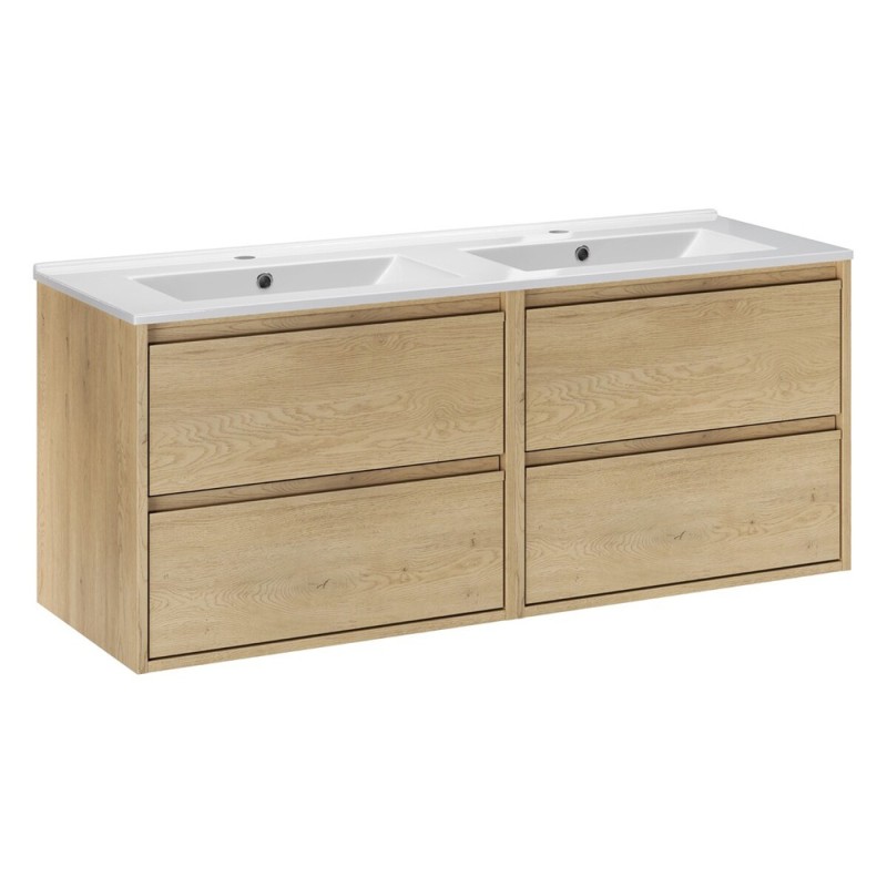 Set mobilier de baie Viola Cremona, PAL melaminat, stejar cremona, lavoar Lava, L.120 cm, SET-VOC 120CM LAVA