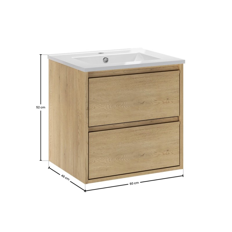 Set mobilier de baie Viola Cremona, PAL melaminat, stejar cremona, lavoar Lava, L.50 cm, SET-VOC 50CM LAVA