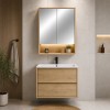 Set mobilier de baie Viola Cremona, PAL melaminat, stejar cremona, lavoar Lava, L.60 cm, dulap cu oglinda suspendat, SET-VOC 60CM LAVA MC