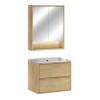 Set mobilier de baie Viola Cremona, PAL melaminat, stejar cremona, lavoar Lava, L.60 cm, dulap cu oglinda suspendat, SET-VOC 60CM LAVA MC