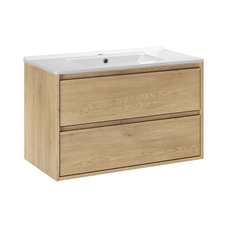 Set mobilier de baie Viola Cremona, PAL melaminat, stejar cremona, lavoar Lava, L.80 cm, SET-VOC 80CM LAVA
