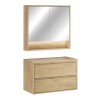 Set mobilier de baie Viola Cremona, PAL melaminat, stejar cremona, blat stejar cremona, L.80 cm, dulap suspendat cu oglinda, SET-VOC B CREMONA 80CM MC