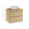 Set mobilier de baie Viola Cremona, PAL melaminat, stejar cremona, blat stejar cremona, L.60 cm, lavoar River, SET-VOC B NAT CREMONA 60CM UN RIVER