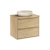 Set mobilier de baie Viola Cremona, PAL melaminat, stejar cremona, blat stejar cremona, L.60 cm, lavoar River, SET-VOC B NAT CREMONA 60CM UN RIVER