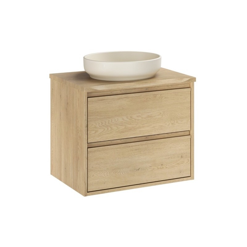 Set mobilier de baie Viola Cremona, PAL melaminat, stejar cremona, blat stejar cremona, L.60 cm, lavoar River, SET-VOC B NAT CREMONA 60CM UN RIVER