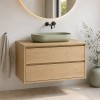 Set mobilier de baie Viola Cremona, PAL melaminat, stejar cremona, blat stejar cremona, L.80 cm, lavoar River, SET-VOC B NAT CREMONA 80CM UN RIVER
