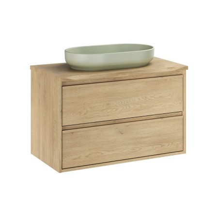 Set mobilier de baie Viola Cremona, PAL melaminat, stejar cremona, blat stejar cremona, L.80 cm, lavoar River, SET-VOC B NAT CREMONA 80CM UN RIVER