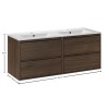 Set mobilier de baie Viola Villa, PAL melaminat, maro nuc, lavoar Lava, L.120 cm, SET-VOV 120CM LAVA