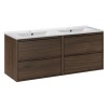 Set mobilier de baie Viola Villa, PAL melaminat, maro nuc, lavoar Lava, L.120 cm, SET-VOV 120CM LAVA