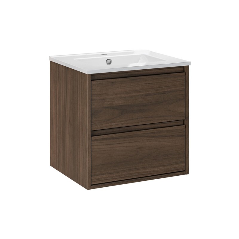 Set mobilier de baie Viola Villa, PAL melaminat, maro nuc, lavoar Lava, L.50 cm, SET-VOV 50CM LAVA