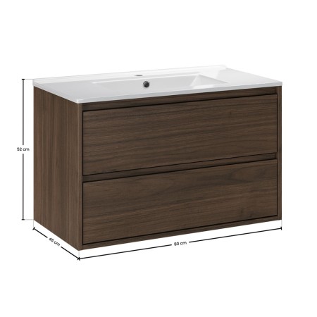 Set mobilier de baie Viola Villa, PAL melaminat, maro nuc, lavoar Lava, L.80 cm, SET-VOV 80CM LAVA
