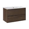 Set mobilier de baie Viola Villa, PAL melaminat, maro nuc, lavoar Lava, L.80 cm, SET-VOV 80CM LAVA