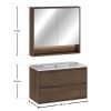 Set mobilier de baie Viola Villa, PAL melaminat, maro nuc, lavoar Lava, L.80 cm, dulap suspendat cu oglinda, SET-VOV 80CM LAVA MC