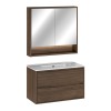Set mobilier de baie Viola Villa, PAL melaminat, maro nuc, lavoar Lava, L.80 cm, dulap suspendat cu oglinda, SET-VOV 80CM LAVA MC