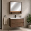 Set mobilier de baie Viola Villa, PAL melaminat, maro nuc, lavoar Lava, L.80 cm, dulap suspendat cu oglinda, SET-VOV 80CM LAVA MC