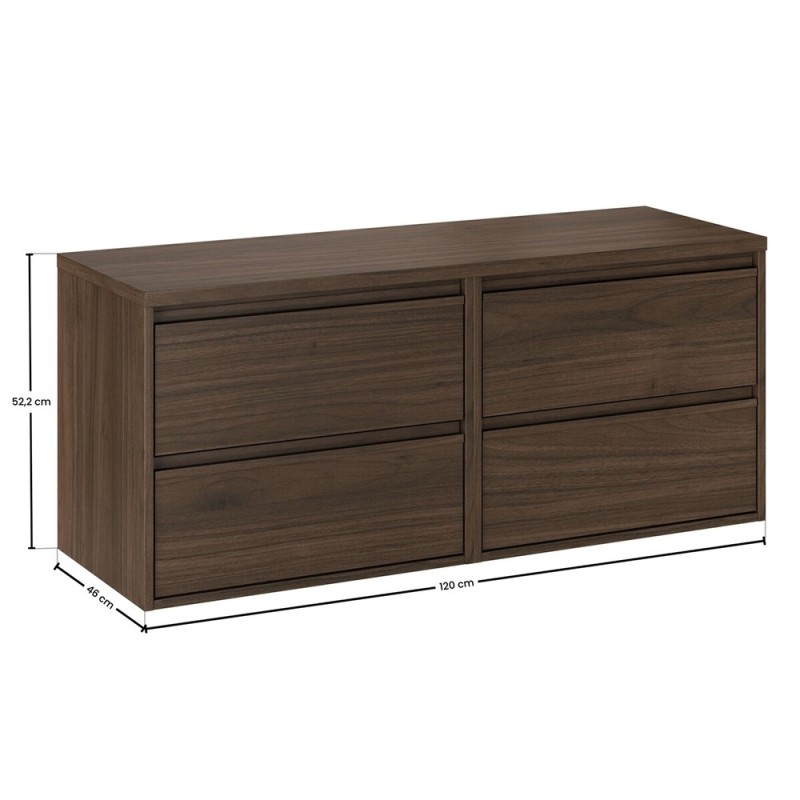 Set mobilier de baie Viola Villa, PAL melaminat, maro nuc, blat maro nuc, L.120 cm, SET-VOV B VILLA 120CM
