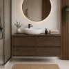 Set mobilier de baie Viola Villa, PAL melaminat, maro nuc, blat maro nuc, L.120 cm, SET-VOV B VILLA 120CM