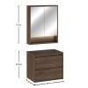 Set mobilier de baie Viola Villa, PAL melaminat, maro nuc, blat maro nuc, L.60 cm, dulap suspendat cu oglinda, SET-VOV B VILLA 60CM MC