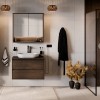 Set mobilier de baie Viola Villa, PAL melaminat, maro nuc, blat maro nuc, L.60 cm, dulap suspendat cu oglinda, SET-VOV B VILLA 60CM MC
