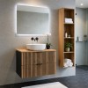 Set mobilier de baie Xilo, MDF, PAL melaminat, gri antracit/stejar wotan, blat stejar wotan, L.80 cm, lavoar Smile, SET-XIL B 80CM UN.6252