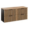 Set mobilier de baie Xilo, MDF, PAL melaminat, gri antracit/stejar wotan, blat stejar wotan, L.120 cm, SET-XIL B NAT WOTAN 120CM