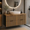 Set mobilier de baie Xilo, MDF, PAL melaminat, gri antracit/stejar wotan, blat stejar wotan, L.120 cm, SET-XIL B NAT WOTAN 120CM