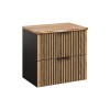 Set mobilier de baie Xilo, MDF, PAL melaminat, gri antracit/stejar wotan, blat stejar wotan, L.60 cm, SET-XIL B NAT WOTAN 60CM