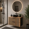 Set mobilier de baie Xilo, MDF, PAL melaminat, gri antracit/stejar wotan, blat stejar wotan, L.60 cm, SET-XIL B NAT WOTAN 60CM