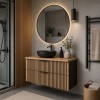 Set mobilier de baie Xilo, MDF, PAL melaminat, gri antracit/stejar wotan, blat stejar wotan, L.80 cm, SET-XIL B NAT WOTAN 80CM