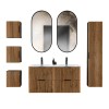 Set mobilier de baie Xilo, MDF, PAL melaminat, gri antracit/stejar wotan, lavoar Sky, L.120 cm, oglinzi LED, dulap inalt H.140 cm, SET-XIL SKY 120D A5