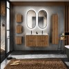 Set mobilier de baie Xilo, MDF, PAL melaminat, gri antracit/stejar wotan, lavoar Sky, L.120 cm, oglinzi LED, dulap inalt H.140 cm, SET-XIL SKY 120D A5