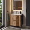 Set mobilier de baie Xilo, MDF, PAL melaminat, gri antracit/stejar wotan, lavoar Sky, L.60 cm, SET-XIL SKY 60CM